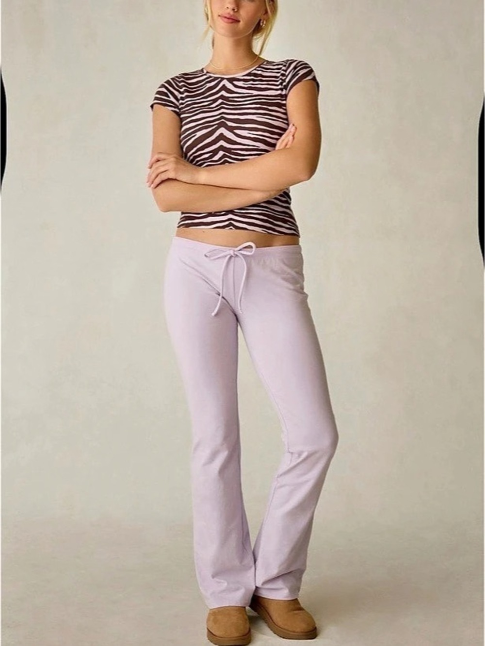 Out From Under Bec Low-Rise Slim Flare Pants sz M. Lavender. New